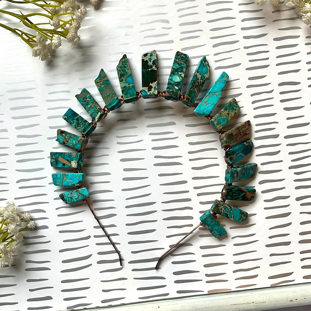 Princess Raw Stone Crown massive festival costume event party headband blue